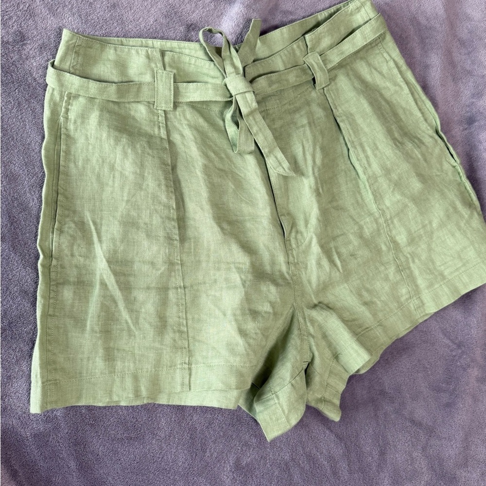 Madewell 100% Linen Seedling Drawstring Shorts Womens Sz 10 - Picture 3 of 8